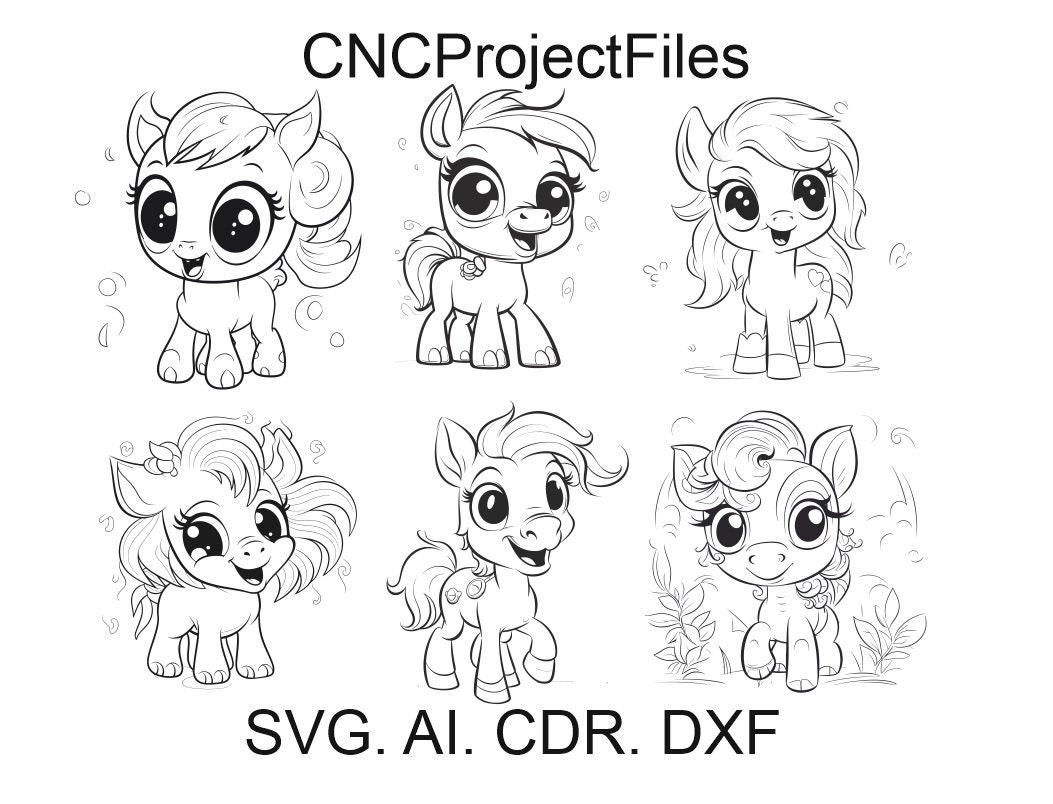 Cute Cartoon Horse or Foal on a Farm Background. Baby Pet in Line Drawing  Stock Vector - Illustration of school, cute: 274363496, image size:1053x804