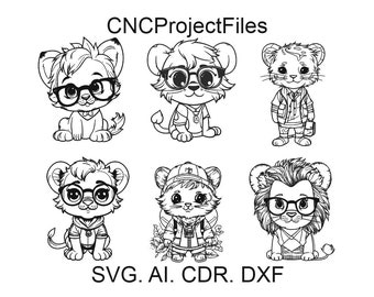 Little lions SET 1. Lion cubs, Leo svg, DXF for laser engraving