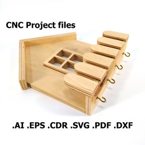 CNC files for wood. Decorative Key Holder CNC plans. Wood, plywood model cnc file. Cnc plan, dxf file, eps file, file svg, ai, cdr, pdf