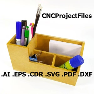CNC files for wood. Desk organizer CNC plan. Wood, plywood model cnc file. Cnc plan, dxf file, eps file, file svg, ai, cdr, pdf