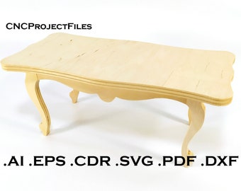 CNC files for wood. Decorative table CNC plan. Wooden plywood model cnc file. Cnc plan, dxf file, eps file, file svg, ai, cdr, pdf