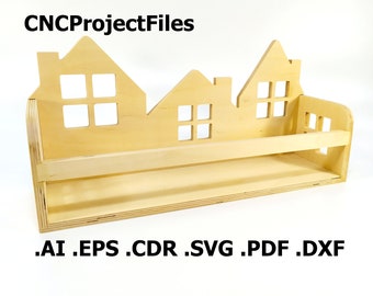 CNC files for wood. Decorative shelf CNC plans. Wood, plywood model cnc file. Cnc plan, dxf file, eps file, file svg, ai, cdr, pdf