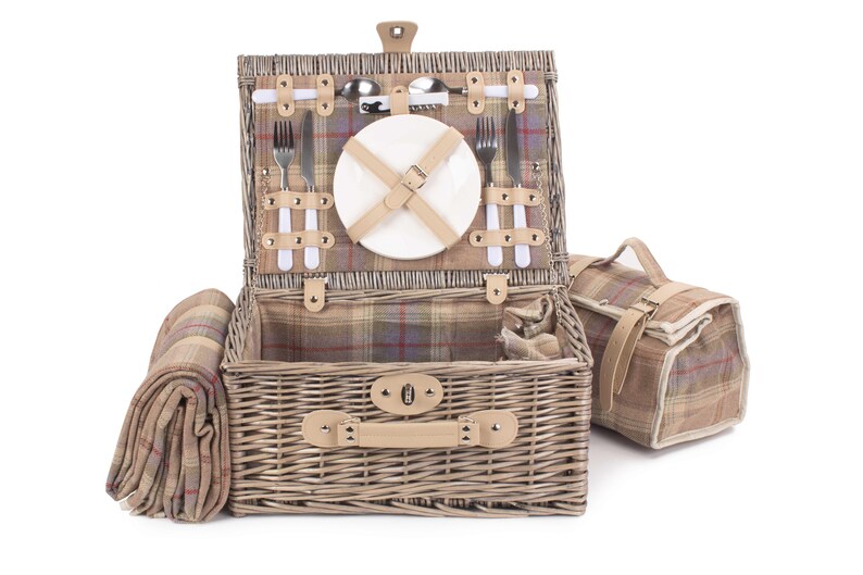 Lavender Tweed Picnic Basket for 2 INCLUDES matching blanket Etsy