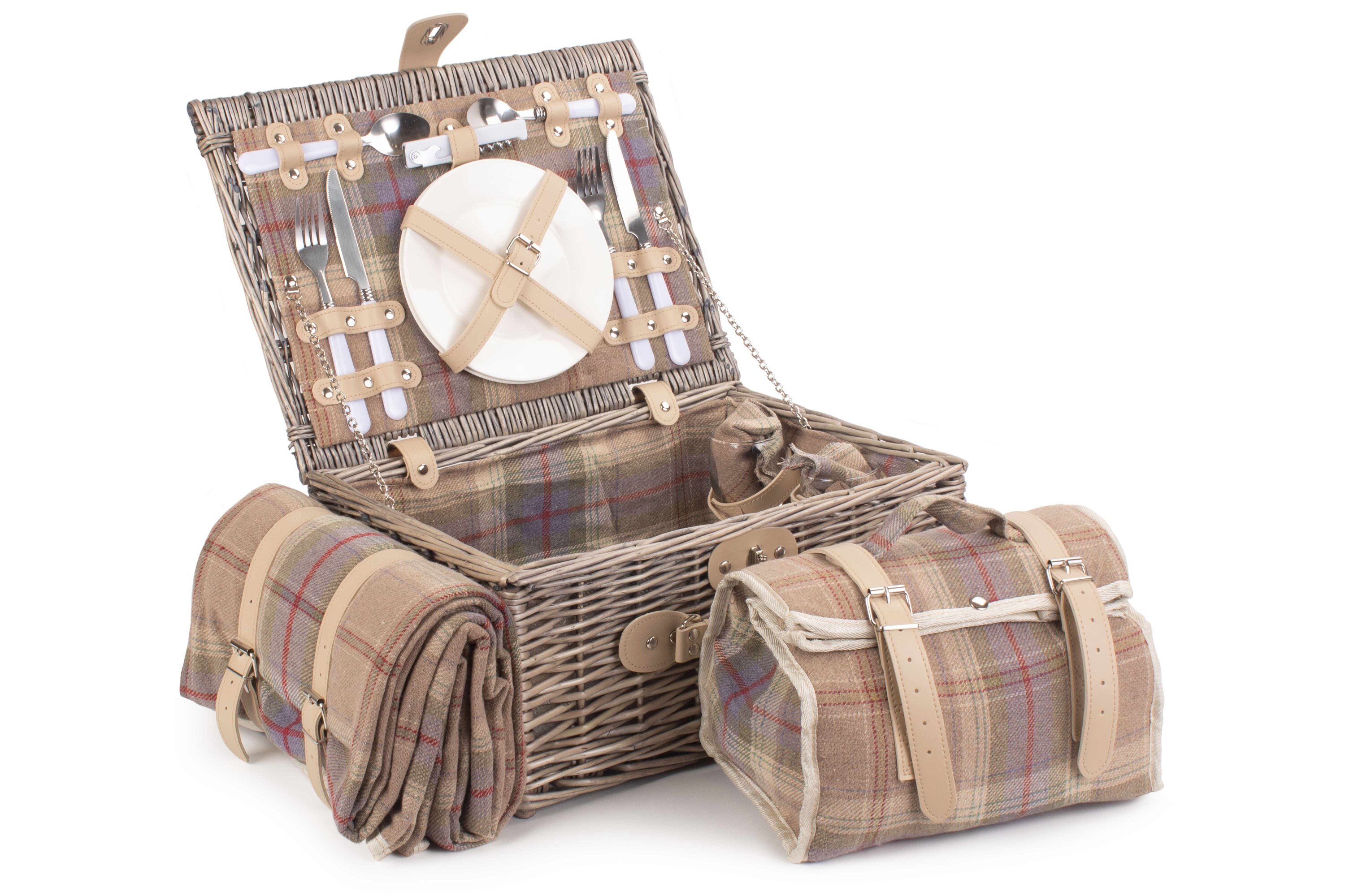 Lavender Tweed Picnic Basket for 2 INCLUDES matching blanket Etsy