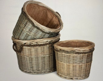 NEW - XXL and Extra Strong Wicker Log Basket. 4 SIZES available. Stylish, Excellent Quality, Fully Lined with Hessian, Strong Rope Handles.