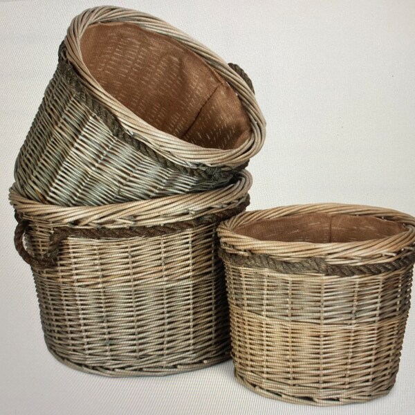 NEW - XXL and Extra Strong Wicker Log Basket. 3 SIZES available. Stylish, Excellent Quality, Fully Lined with Hessian, Strong Rope Handles.