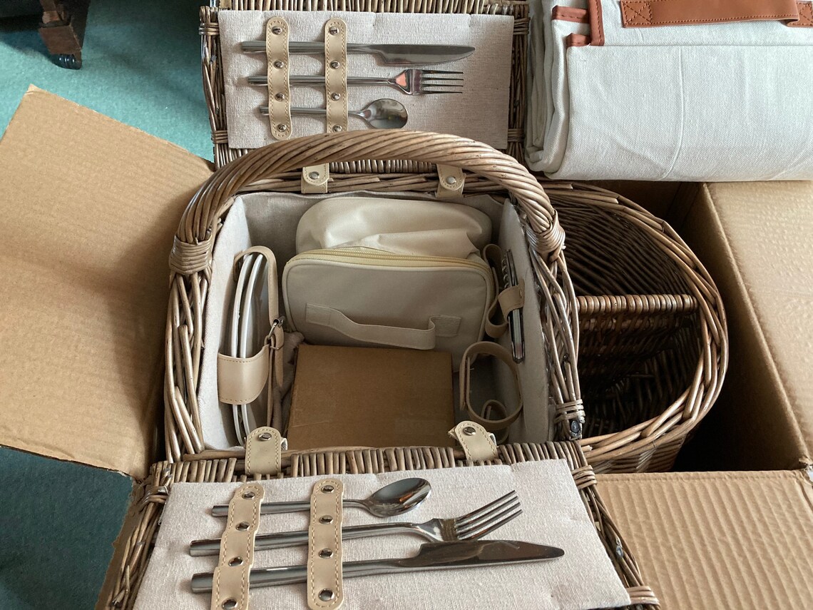 Luxury Picnic Basket for 2 Includes Napkins Removable Cooler Etsy
