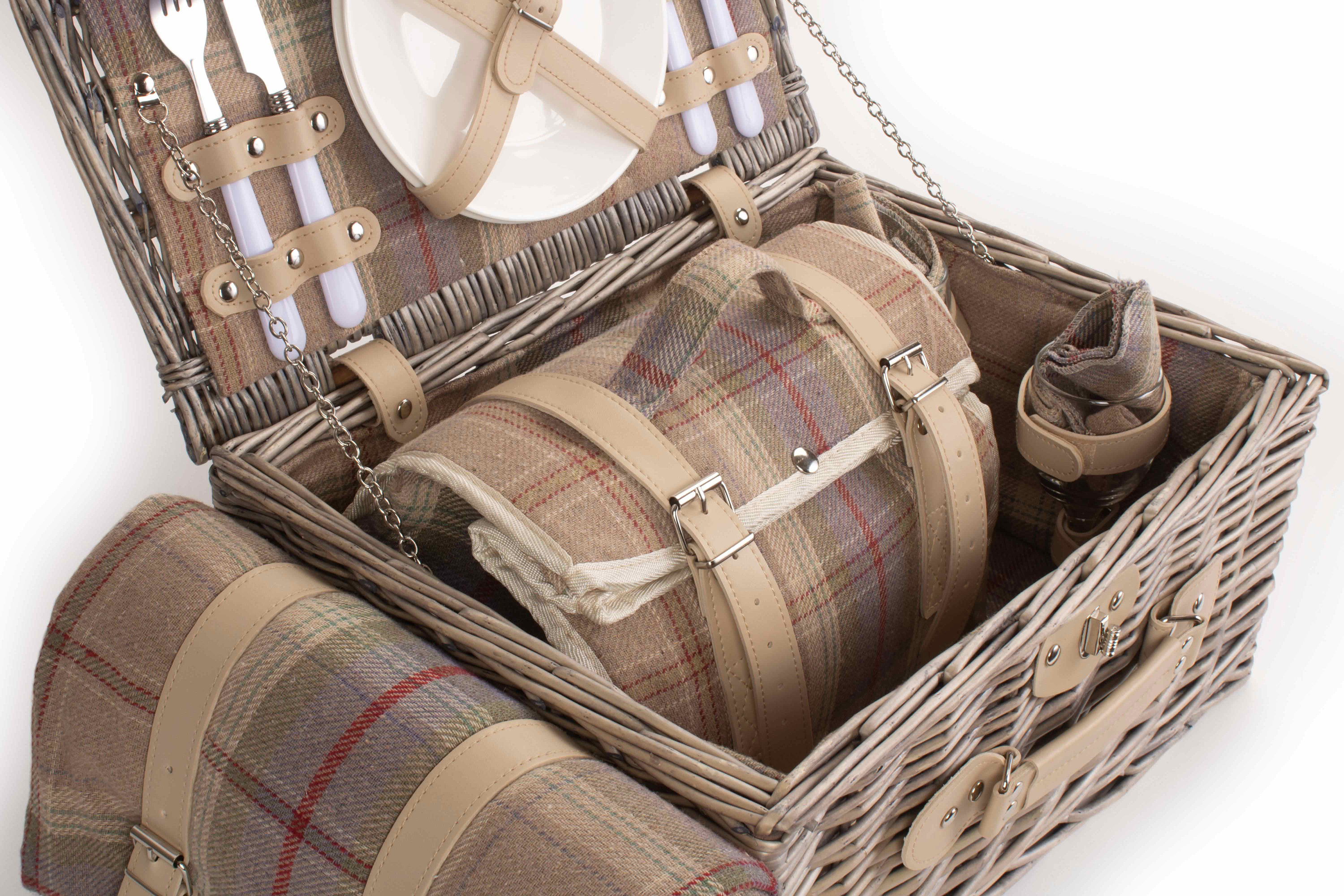 Lavender Tweed Picnic Basket for 2 INCLUDES Matching Blanket Etsy UK