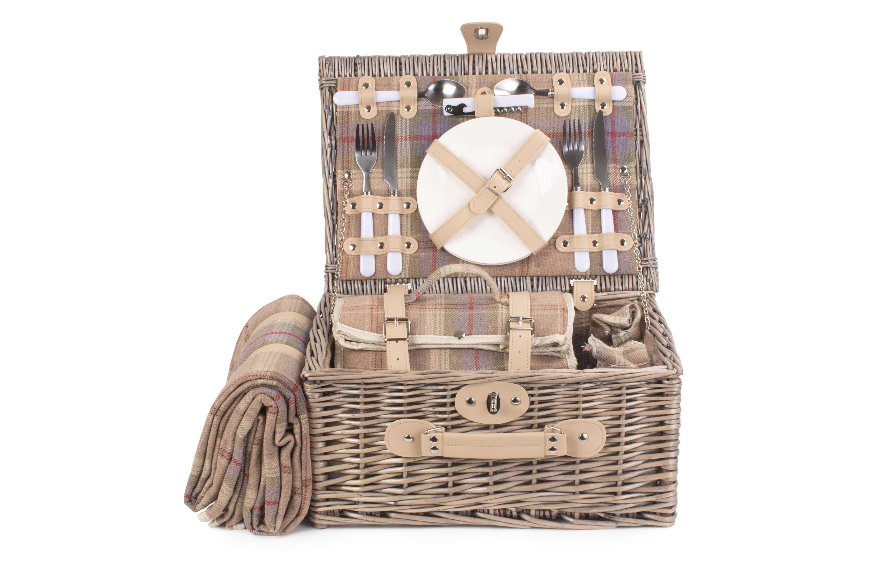 Lavender Tweed Picnic Basket for 2 INCLUDES Matching Blanket Etsy UK