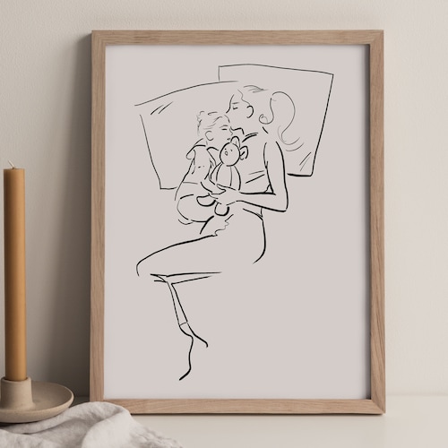 Mother and Baby Wall Art Motherhood Printable Art Minimal Etsy