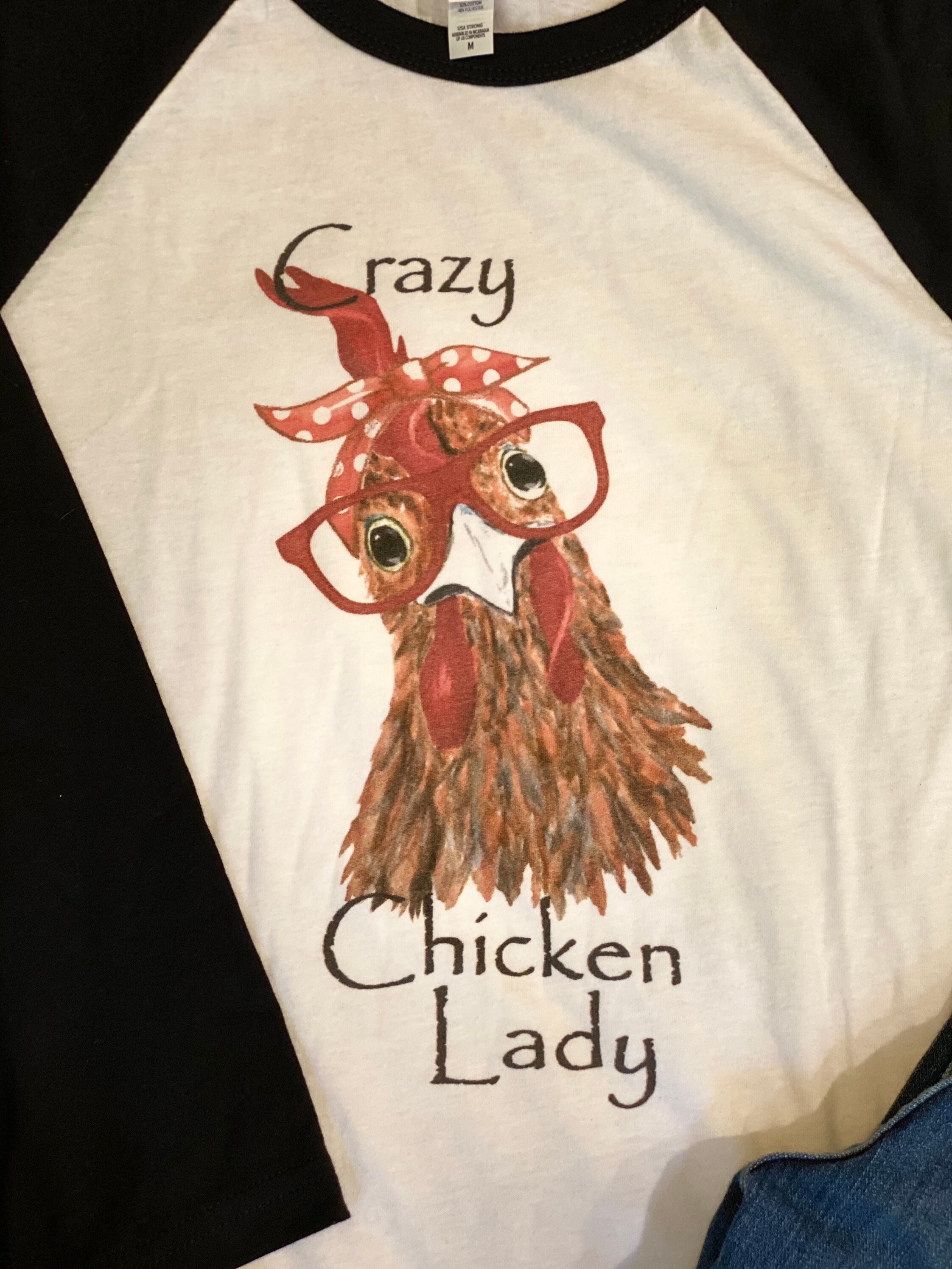 Crazy Chicken Lady Shirt Baseball Tee Glasses Barn Etsy