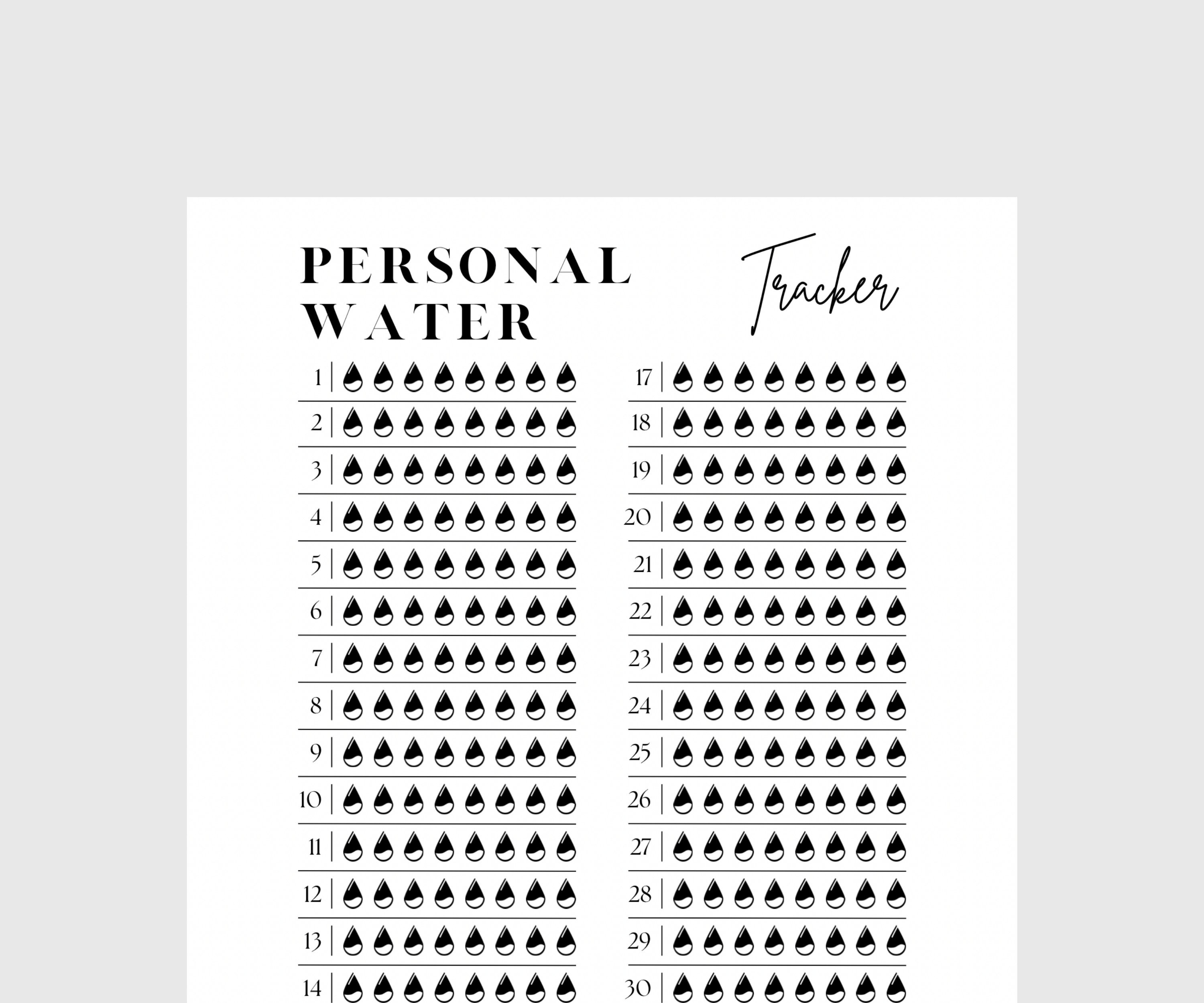 Printable Water Drinking Tracker, Hydration Challenge, Hydration ...