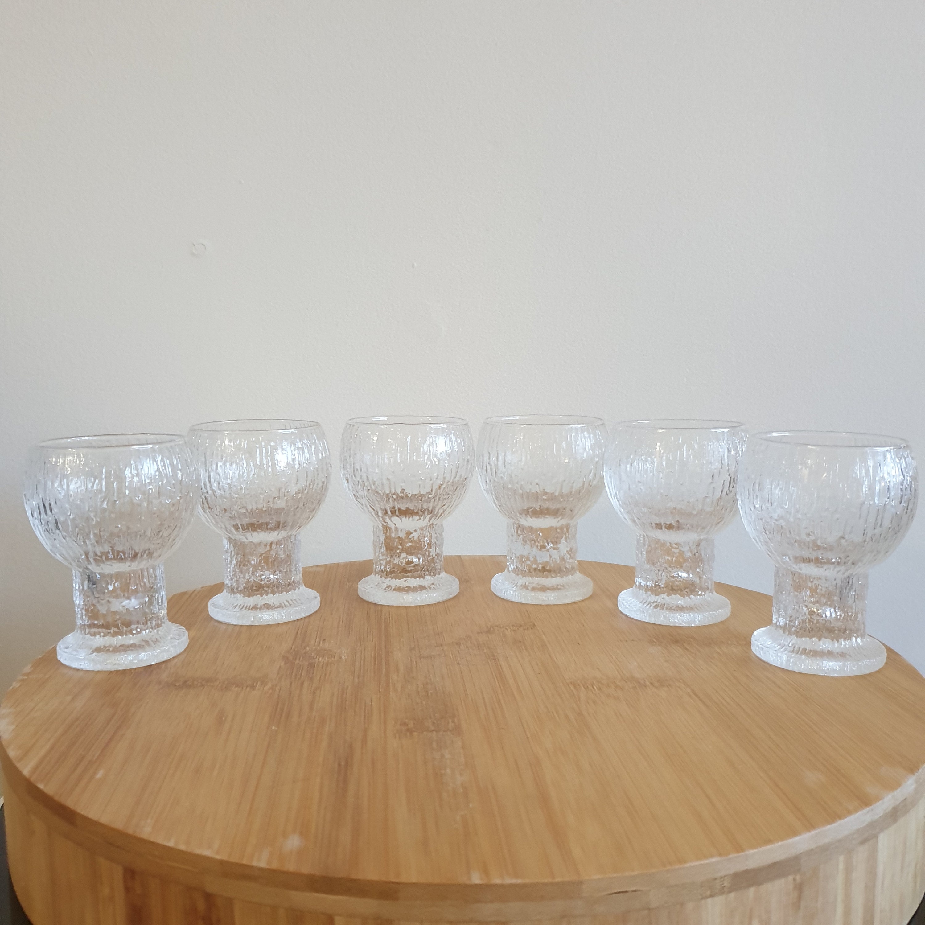 6 Vintage Timo Sarpaneva "Kekkerit" Small Goblets. Textured Glass. Cocktails. Desserts. Gift.