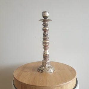 Vintage Tall Ornate Resin Candlestick Holder. Decorative Silver Candle Holder. Ornate Candlestick Holder. Décor. Gift. Unique
