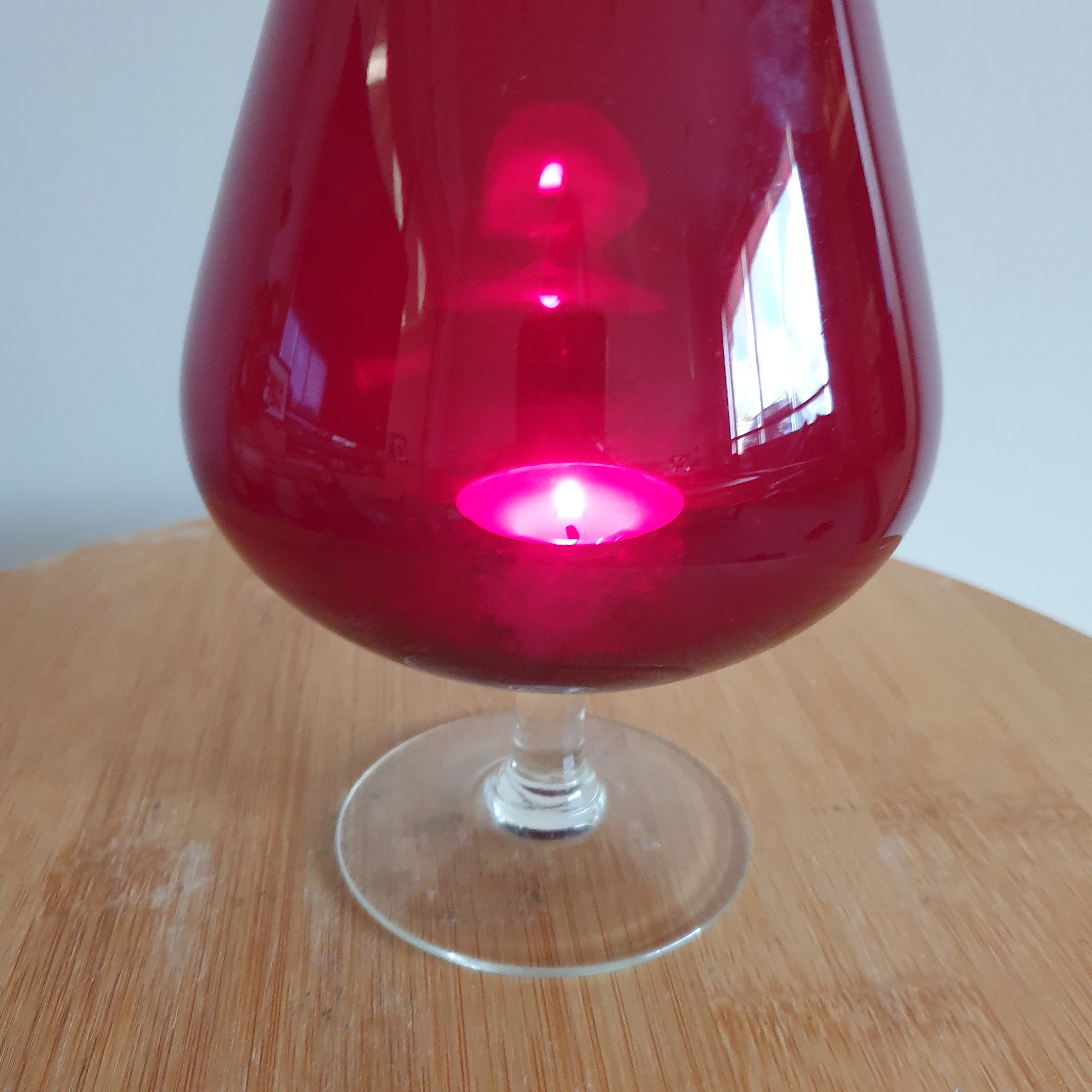 Red Vintage Goblet Style Glass Candle Holder. Decorative Etsy