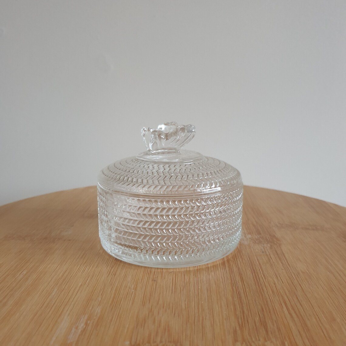 Vintage Glass Trinket Bowl With Lid. Butterfly Trinket Box. Etsy