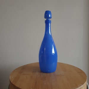 Vintage Blue Glass Bottle. Decorative Blue Glass Bottle. Ornate Bottle. Décor. Gift. Unique