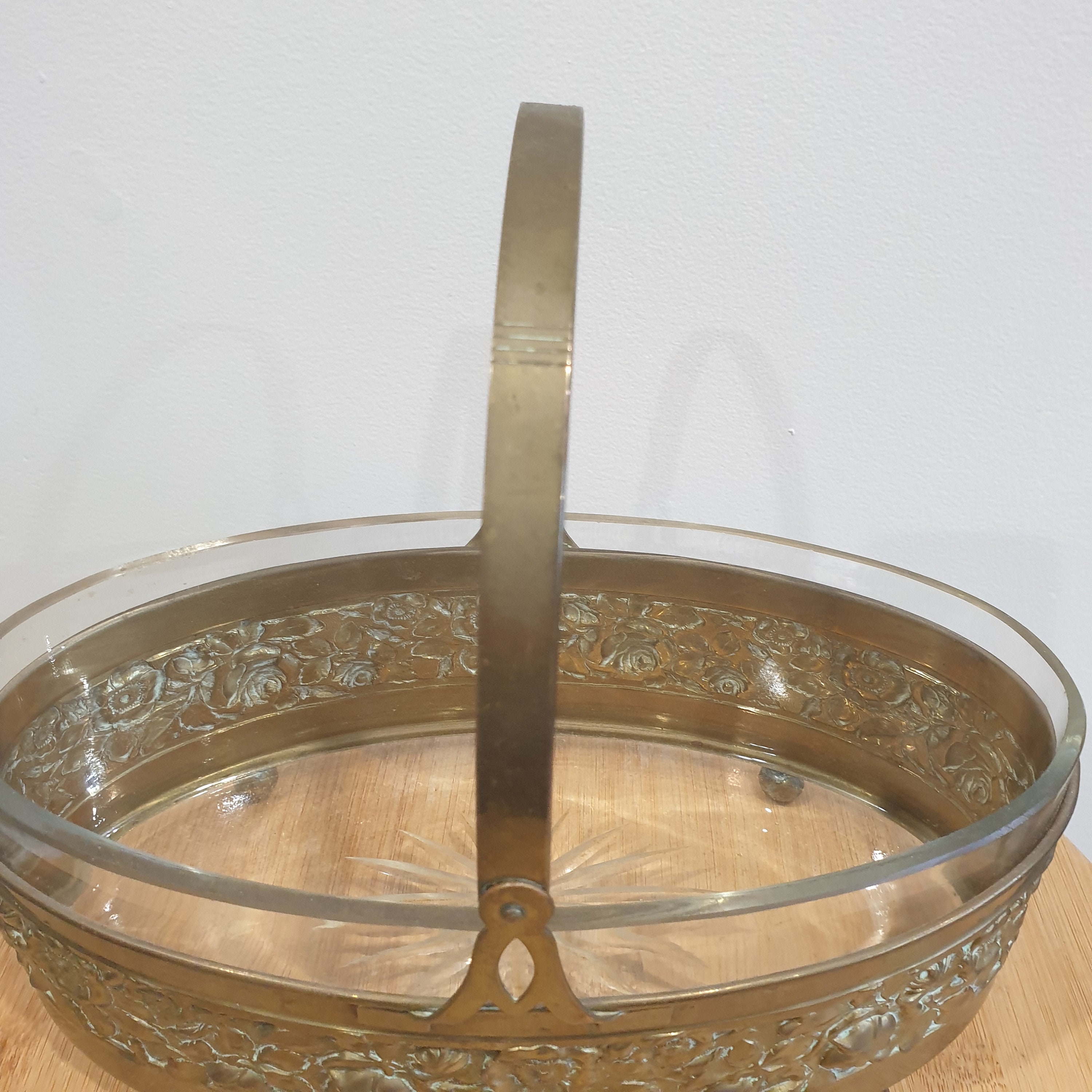Removeable Glass Insert Vintage Brass Ware Serving Dish With Removeable Glass Insert ...