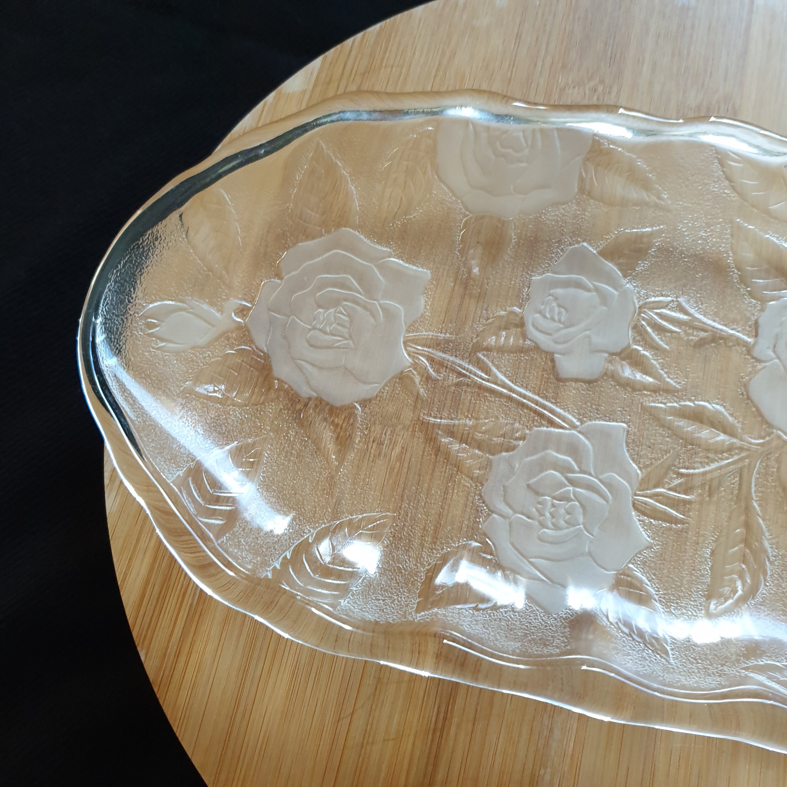 Medium Sized Oval Crystal Serving Tray. Serving Plate. Frosted Etsy