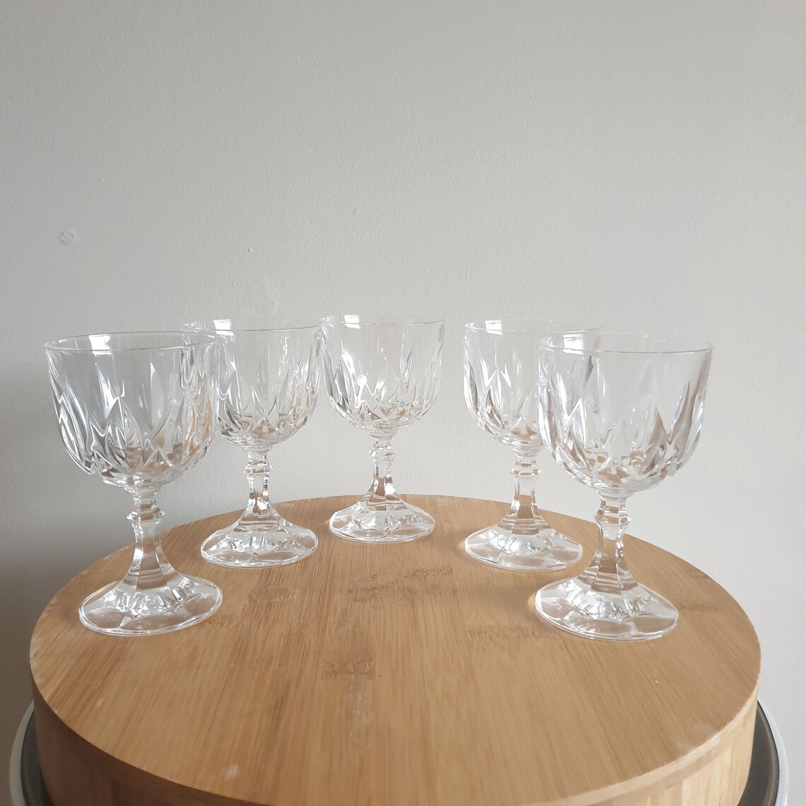 5 Vintage Pedestal Crystal Wine Glasses. Cocktail glasses. Etsy