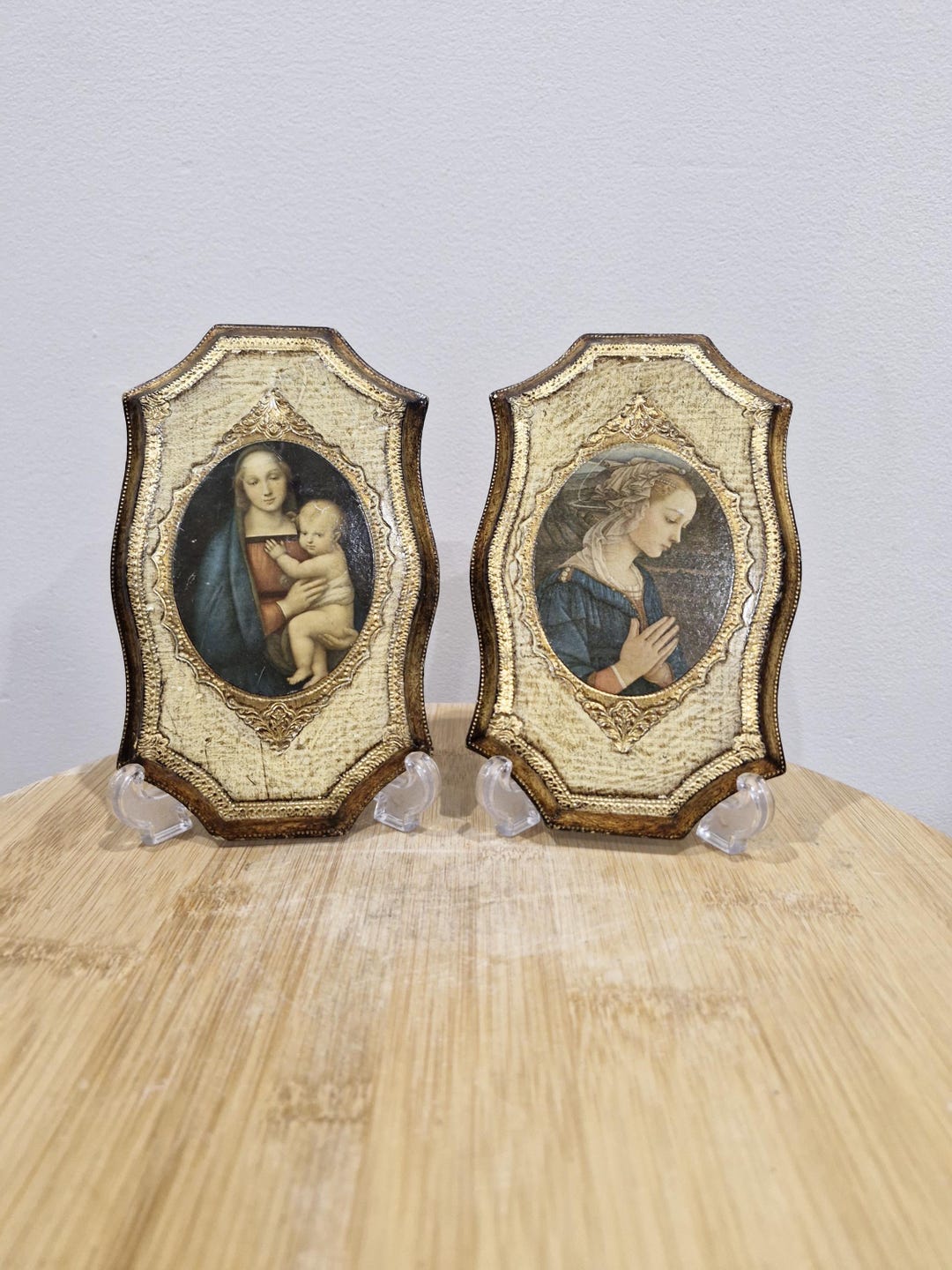 Pair of Vintage Italian Gilt Wood Florentine Wall Plaques. Handmade ...