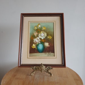 Vintage Original Floral Oil Painting. Wooden Framed Painting. Wall Décor. Hand Painted Floral Art. Wall Art. Unique. Gift