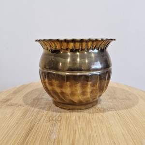 Vintage Brass Pot. Decorative Brass Plant Pot. Rustic Ornate Brass Pot. Brass Decorative Flower Pot. Gift. Unique