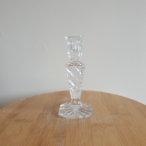 Vintage Crystal Glass Candle Holder. Heavy Cut Glass Crystal Candlestick Holder. Decorative Candlestick Holder. Ornate Candle Holder. Décor