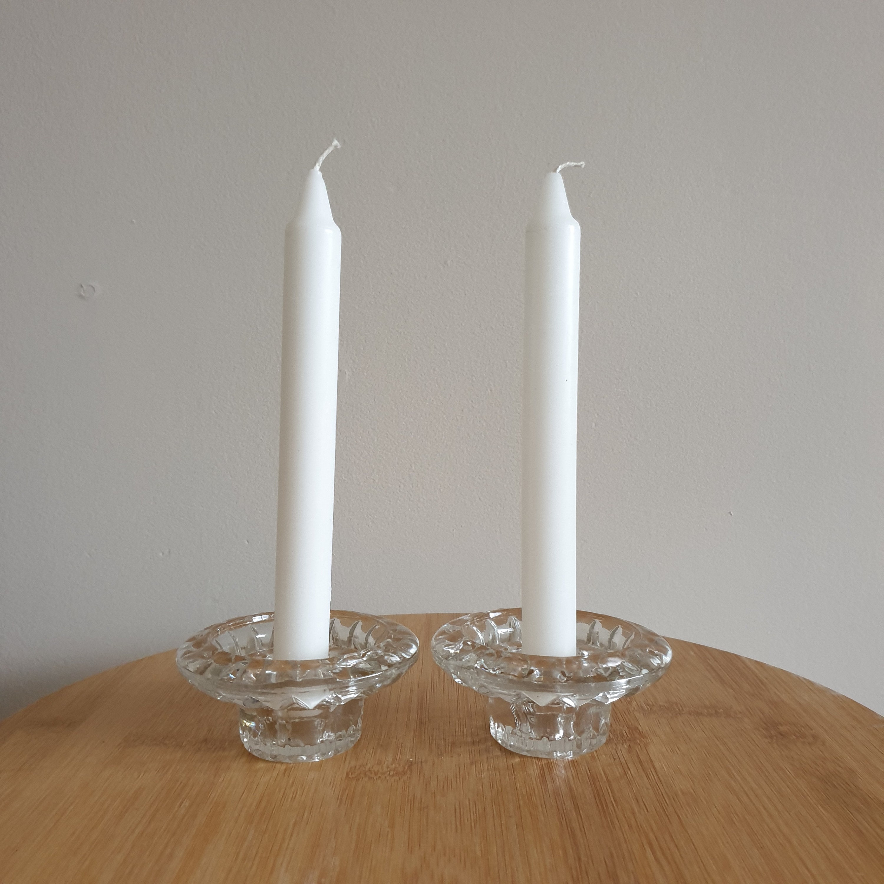2 Crystal Glass Candle Holders. Round Candle Holder. Festive. Etsy