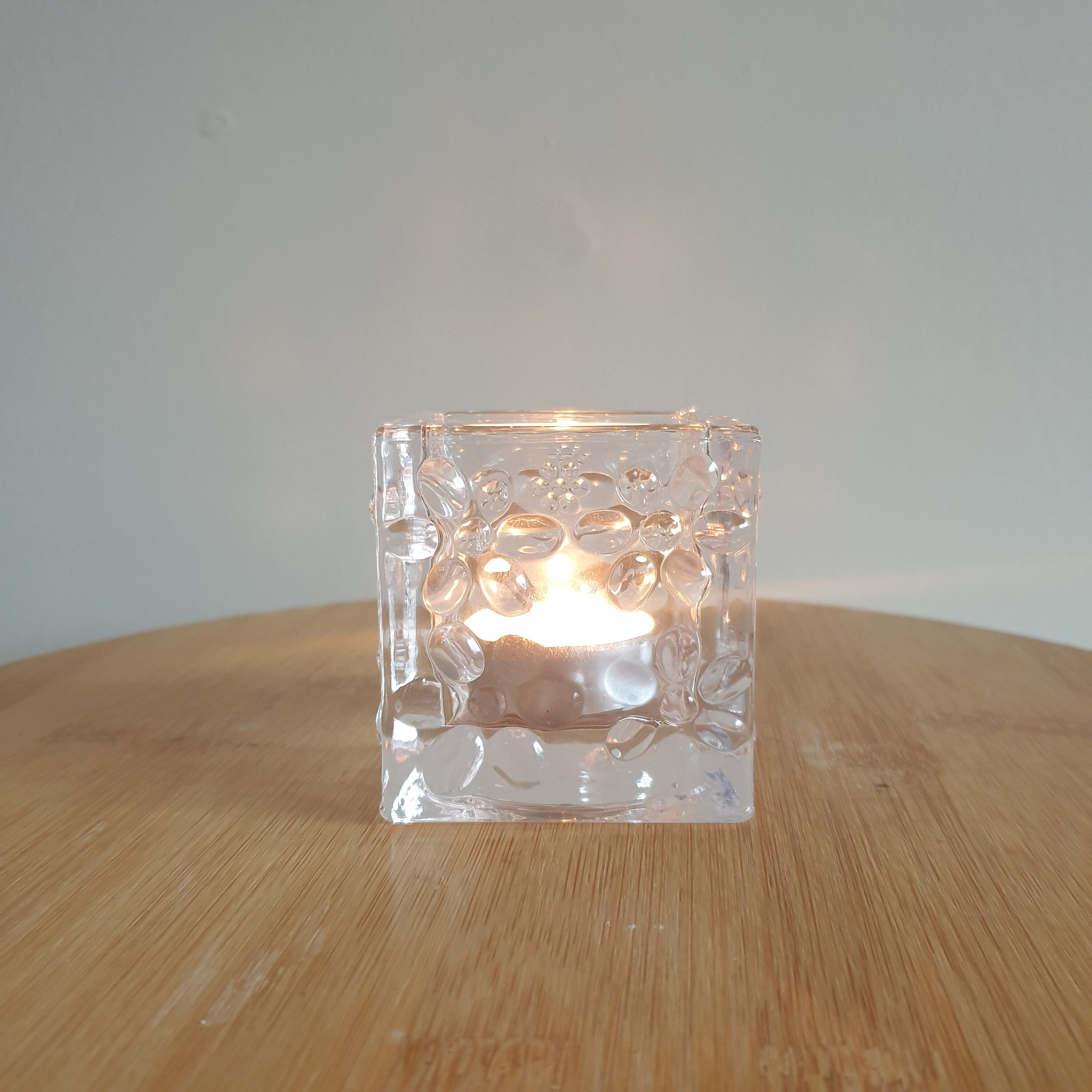 Square Glass Candle Holder. Tea Light Candle Holder. Textured Etsy