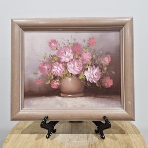 Vintage Original Oil Painting Signed By Artist Burand. Vintage Flower Bouquet Still Life Painting. Original Floral Oil Painting. Wall Art
