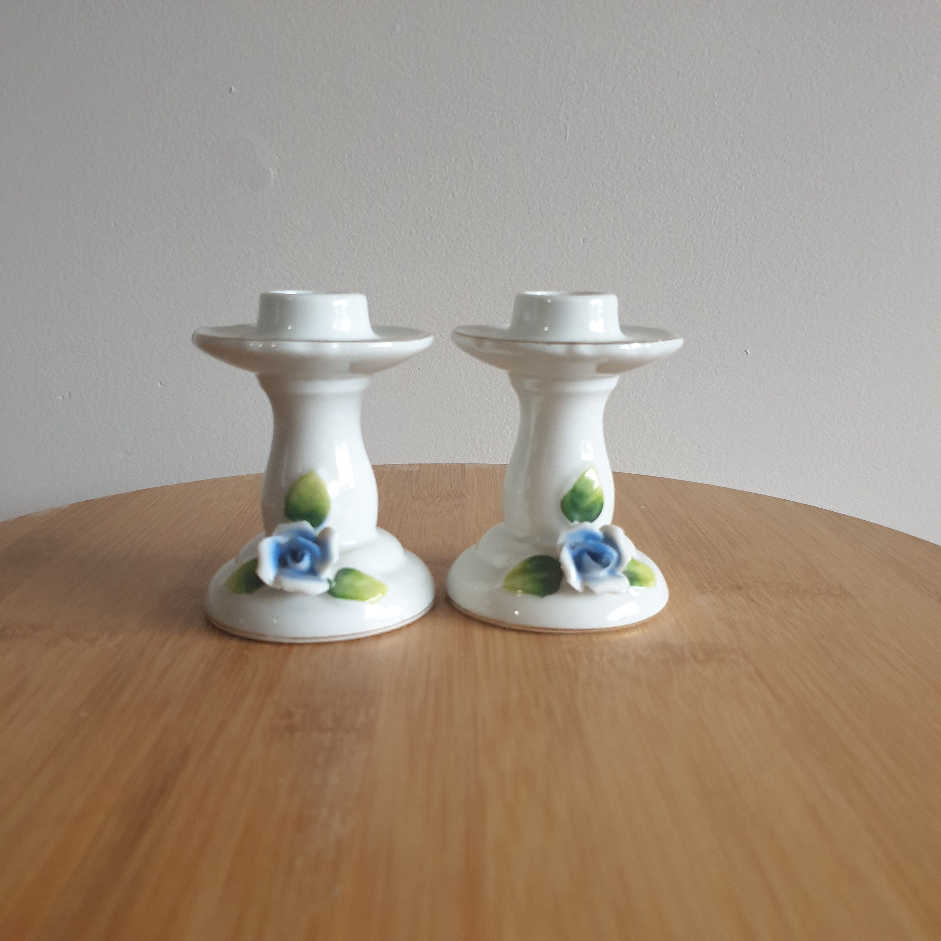 2 Vintage Ceramic Candle Holders. Candlesticks. Floral. Etsy