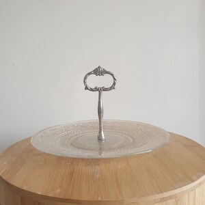 Vintage Textured Glass Cake Stand. Dessert Stand. Petit Cakes Stand. High Tea. Retro Glass. Decorative. Décor. Unique. Gift