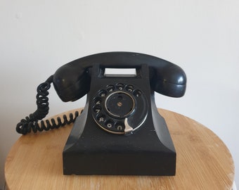 Retro Landline Rotary Black Telephone. Vintage Black Bakelite Style Telephone. Vintage Décor. Retro Décor. Gift. Unique