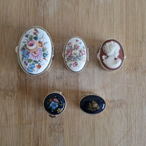 Vintage Italian Silver And Porcelain Pill Boxes. Italian Trinket Boxes. Vintage Italian Limoges Fragonard Small Pill Boxes. Gift. Unique