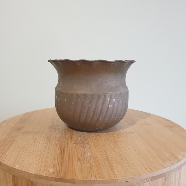 Vintage Brass Pot. Small Vintage Brass Pot. Decorative Brass Plant Pot. Rustic Ornate Brass Pot. Gift. Unique