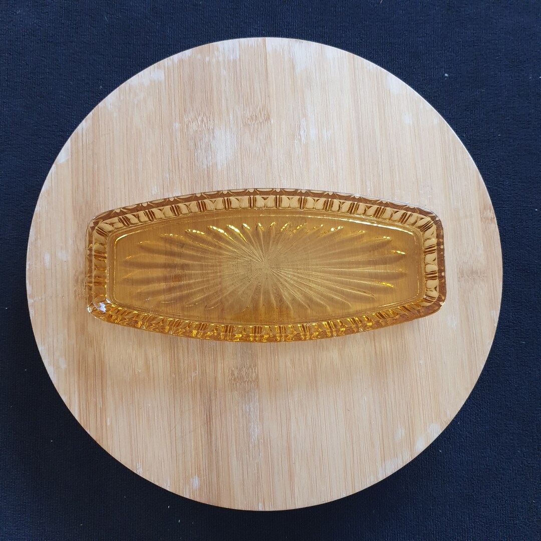 Vintage Amber Glass Serving Tray. Vintage Amber Depression Etsy
