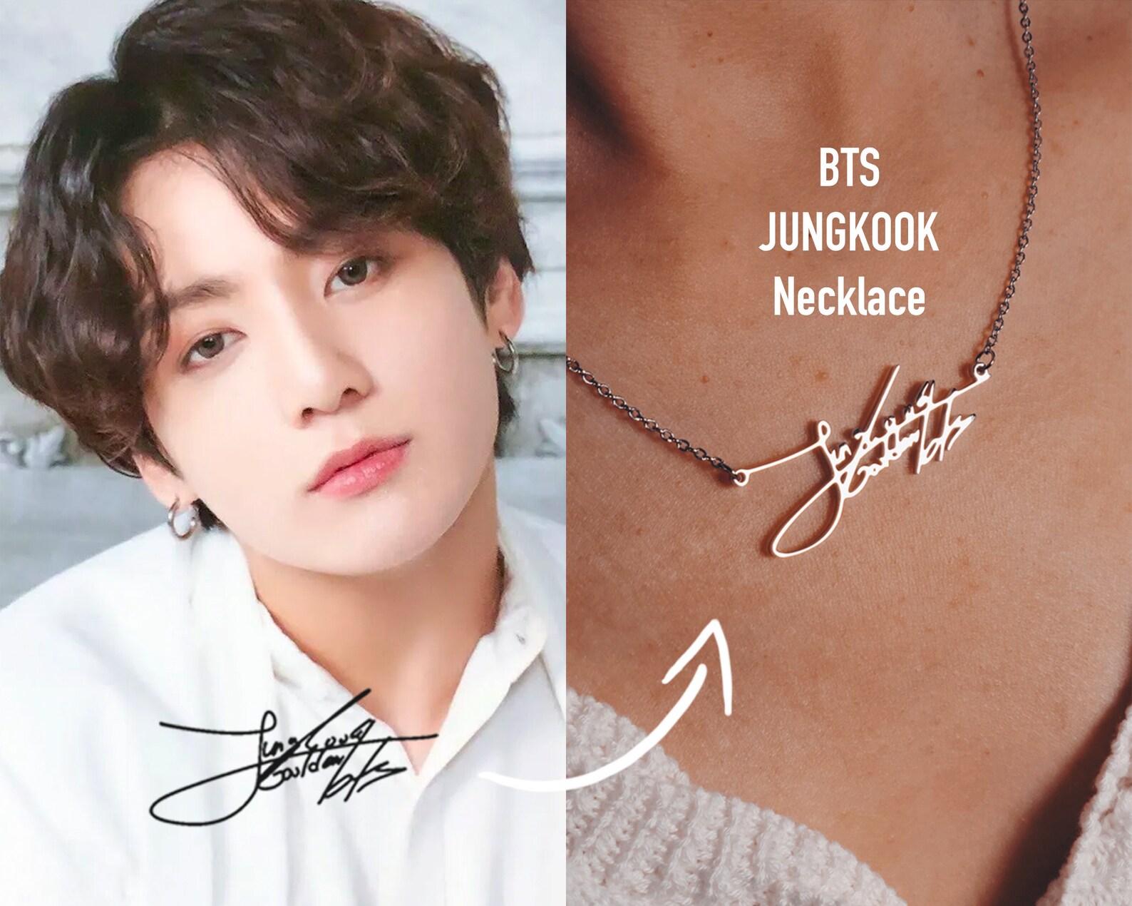 BTS JUNGKOOK Signature Necklace Bts Jeon Jeong Guk Necklace Etsy