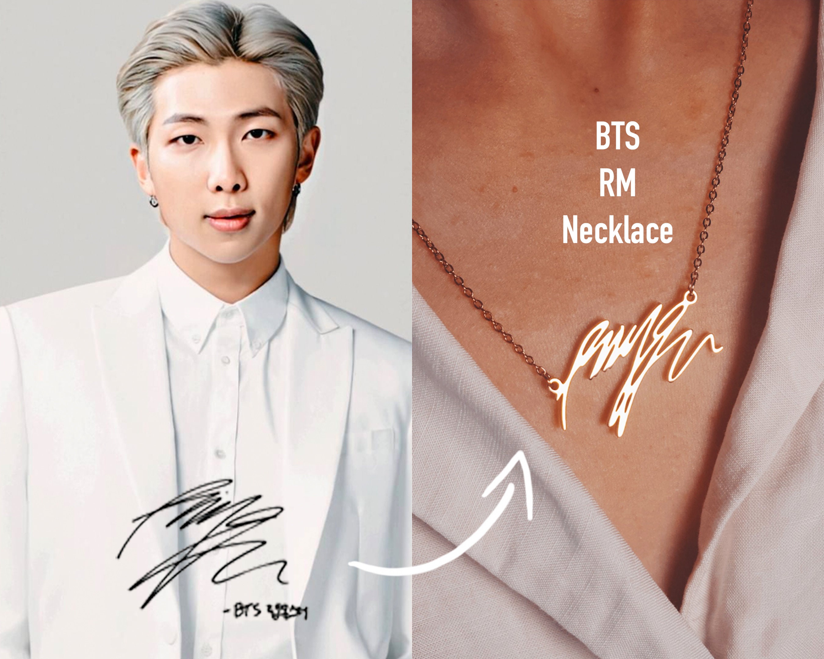 BTS Signature Necklace Bts V Bts Jimin Bts Jhope Bts Etsy Canada