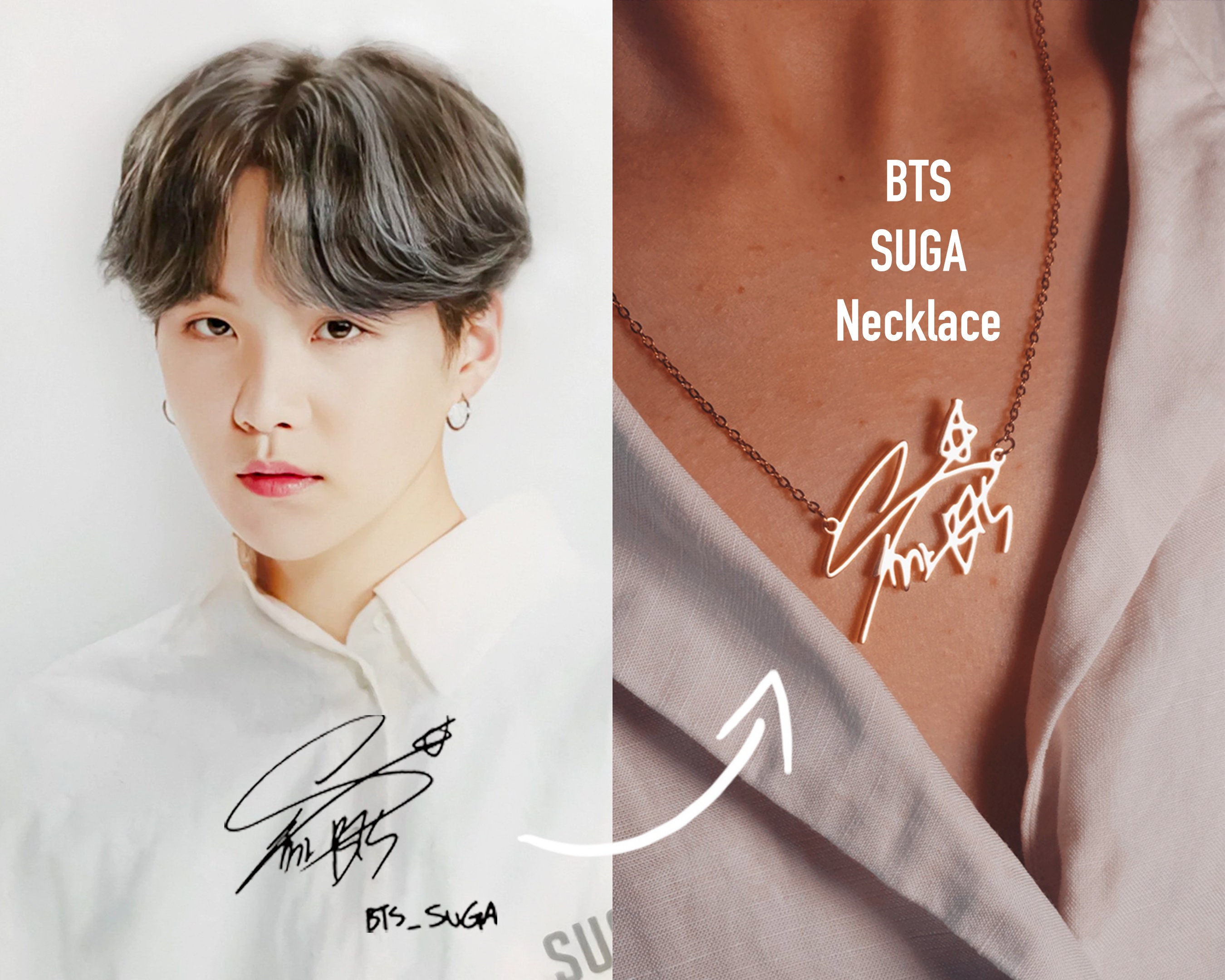 BTS Signature Necklace Bts V Bts Jimin Bts Jhope Bts Etsy Canada