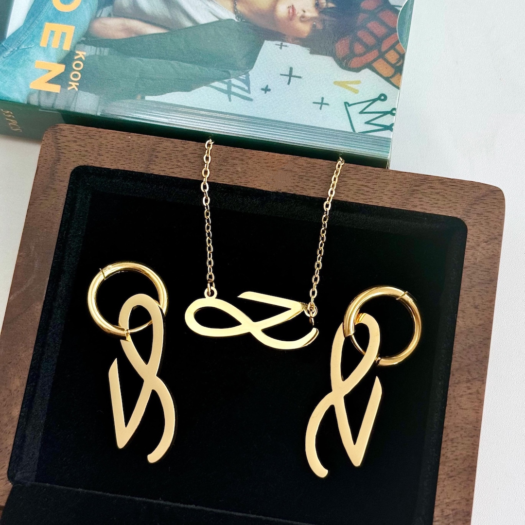 Jungkook Golden Necklace Jungkook Golden Earrings BTS Jungkook Jungkook Merch Jungkook Golden Jewelry Bangtan Gifts for ARMY Etsy UK