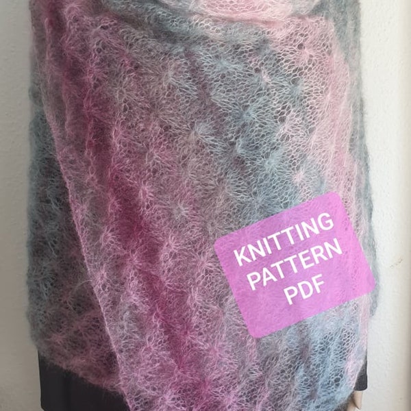 Women's scarf pattern, Knitting Pattern Scarf, Knit Wrap Pattern, Knit wrap mohair, Knit Infinity Scarf Pattern, Knit Pattern, Toile shawl