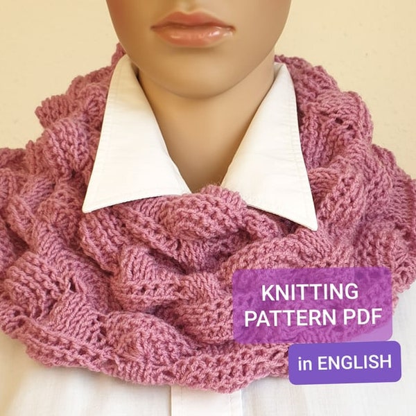 Easy Scarf PDF, Volumetric Knit, Cowl Knitpattern, knitted Loop PDF, Neckwarmer Knitting Pattern, Cowl Scarf Knitpattern, shawl  pattern