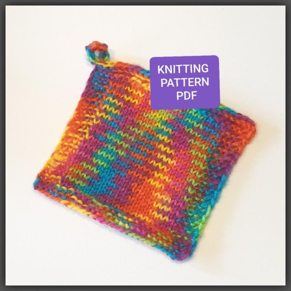 Potholder Knitt Pattern, Dishloth knit, Washcloth knit pattern, Pattern for simple knitted potholder, Knitted Dishcloth, DIY potholder, Knit