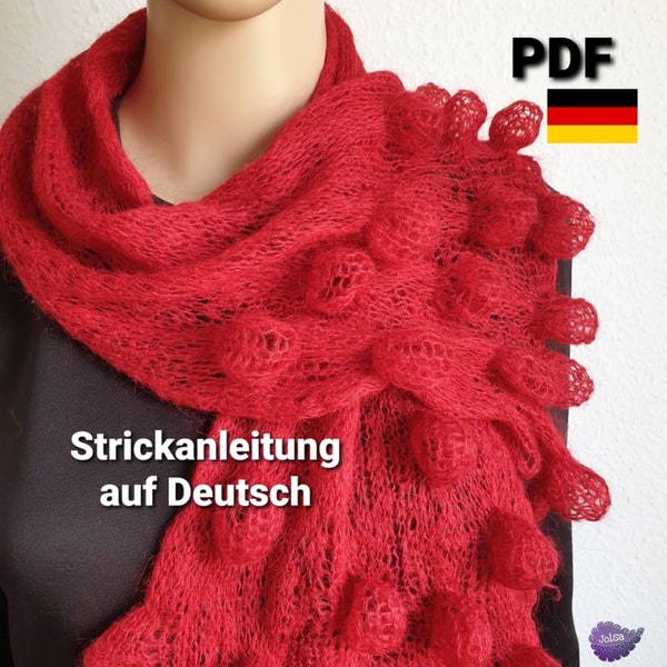 Red Bubble scarf PATTERN, Spring knitted scarf, Hand knitted scarf PDF, Red knit scarf, Oversized Scarf mohair, Knitted accessories, Schal