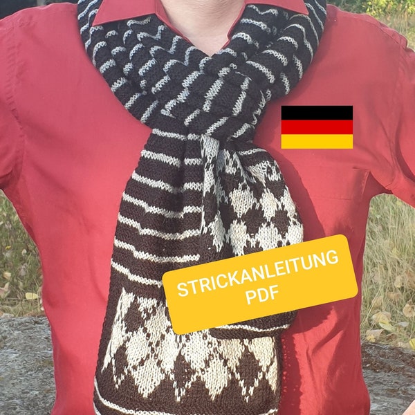 Männlich Scandinavian style Schal, Schal Strickanleitung, Scarf Knitting Pattern, Grau schwarz Herren Schal, Gestrickt Schal, Strickmuster