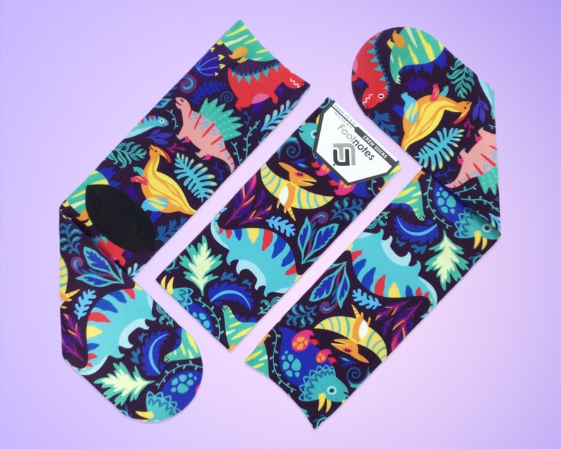 Dinosaurs Fun Novelty Crew Socks image 1