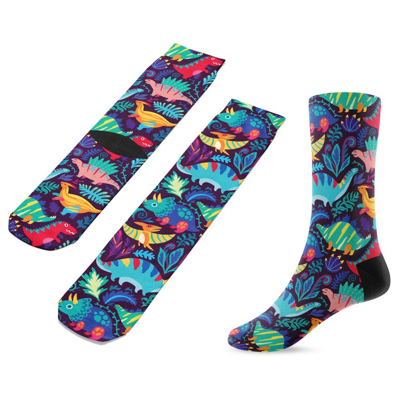 Dinosaurs Fun Novelty Crew Socks image 4