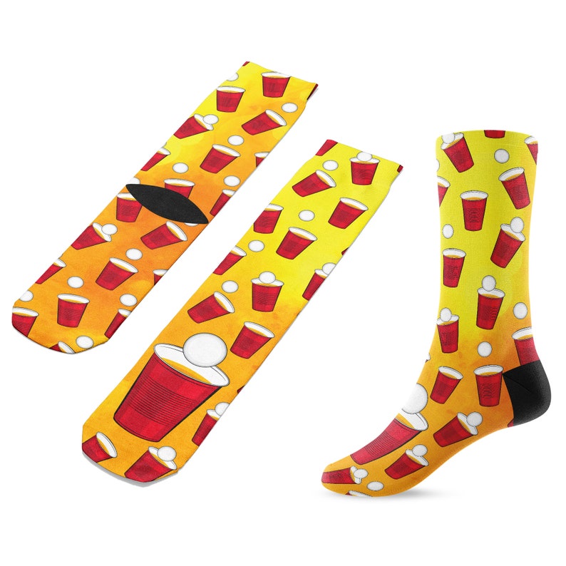 Beer Pong Fun Novelty Crew Socks