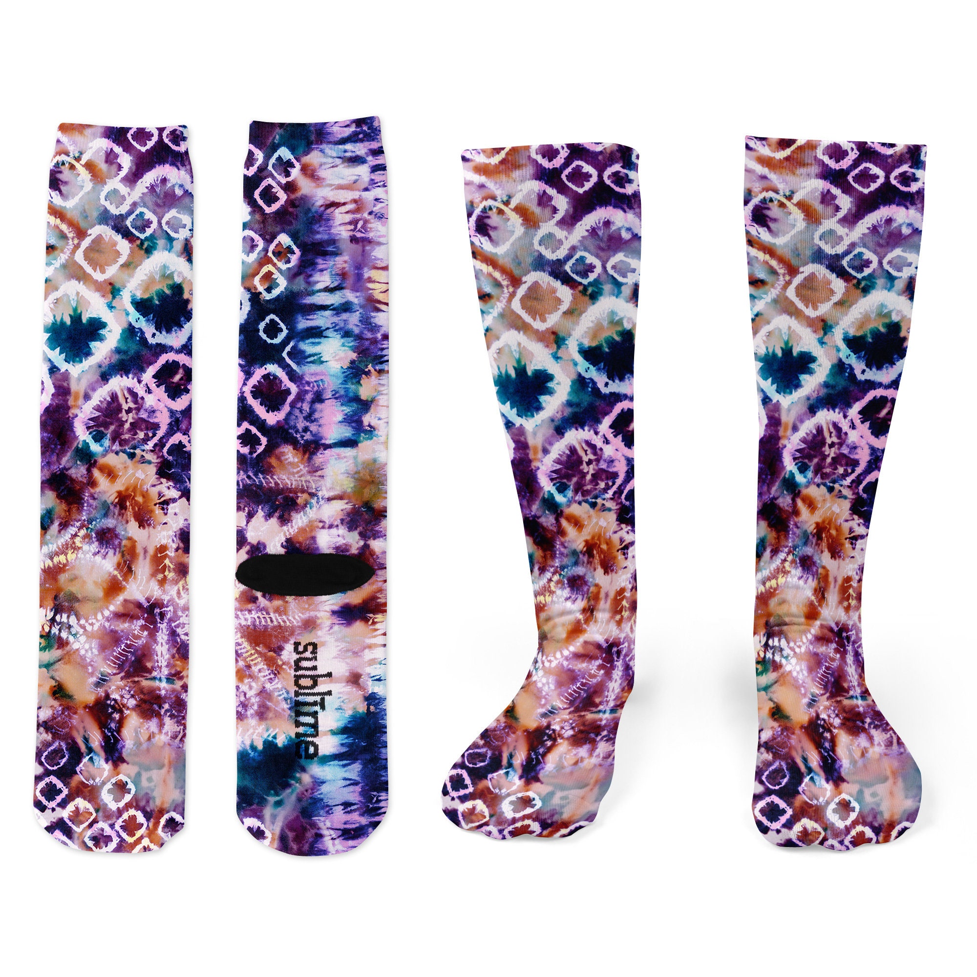 Tiedye Overlay Novelty Knee Socks Etsy